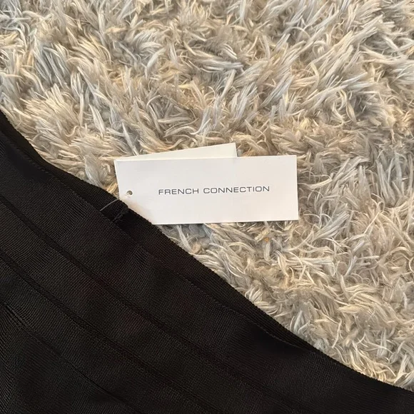 French Connection Black Bodycon Bandage Long Sleeve Dress - Picture 3 of 8